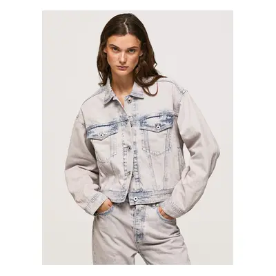 Modro-bílá dámská oversize džínová bunda Pepe Jeans Turner Rose - Dámské