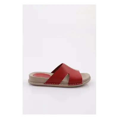 DGN P33 Women's Slippers Genuine Leather Red