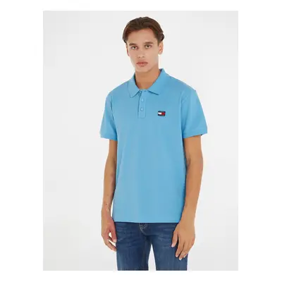 Světle modré pánské polo tričko Tommy Jeans Badge Polo - Pánské