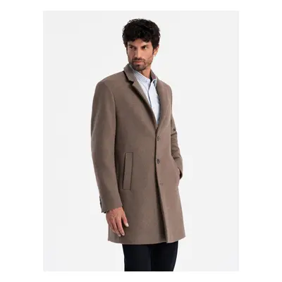 Ombre Elegant single-breasted men's wool coat - brown