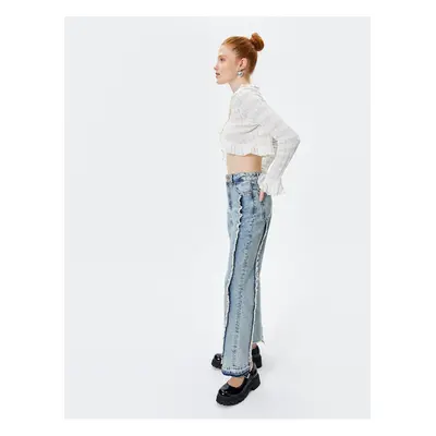 Koton Tassel Detail Straight Jeans Jeans Straight Asymmetric Leg - Eve Jean