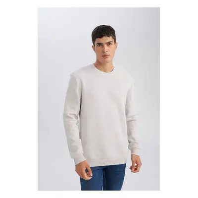 DEFACTO Thread Cotton Raised Polar Fleece Regular Fit Crew Neck Thick Sweatshirt