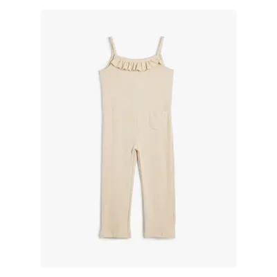 Koton Suspender Overalls Pocket Detailed Ruffle Viscose Blend