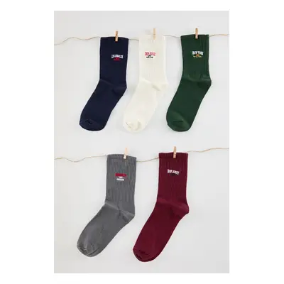 Trendyol Multi Colored Unisex Pack Cotton City Embroidered College-Tennis-Medium Size Socks