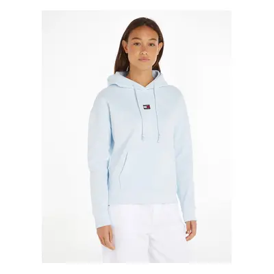 Světle modrá dámská mikina Tommy Jeans Badge Hoodie - Dámské