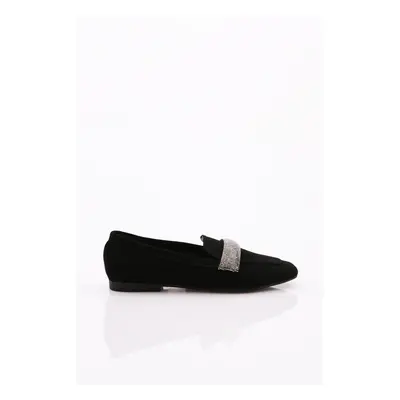 DGN 5000-23y Women's Silver Stone Buckle Ballerinas