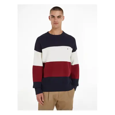 Červeno-modrý pánský pruhovaný svetr Tommy Hilfiger - Pánské