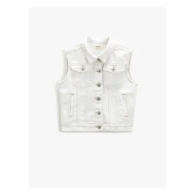 Koton Sleeveless Denim Jacket with Flap Pockets Cotton