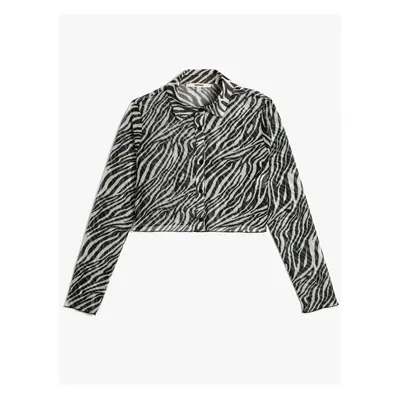 Koton Crop Shirt Zebra Patterned Buttoned Classic Collar