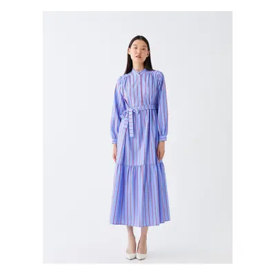 LC Waikiki Women's Judge Collar Striped Long Sleeve Oversize Dress