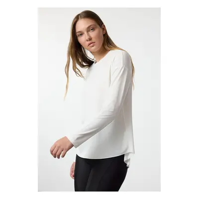 Trendyol White Diver/Scuba Fabric Reflective Print Detailed Knitted Top/Blouse