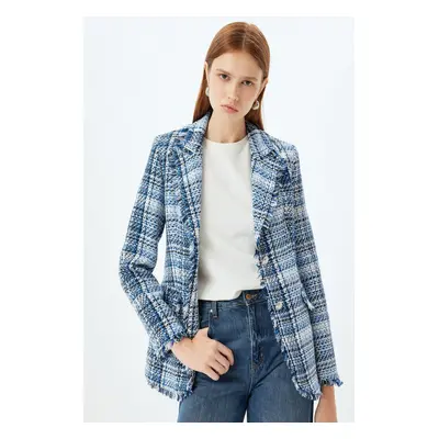 Koton Blue Patterned Women's Jacket