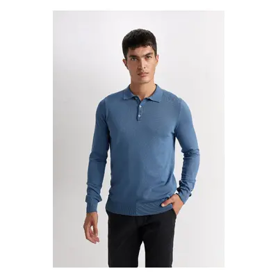 DEFACTO Standard Fit Regular Cut Polo Collar Soft Textured Premium Knitwear Sweater