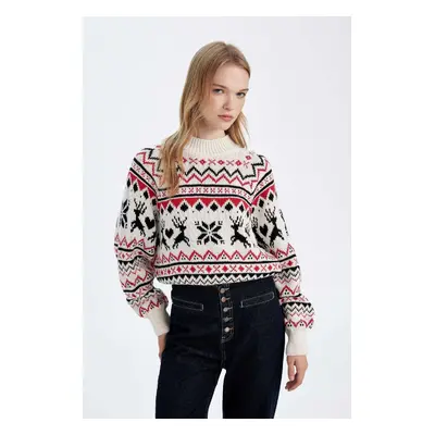 DEFACTO Regular Fit Patterned Half Turtleneck Sweater