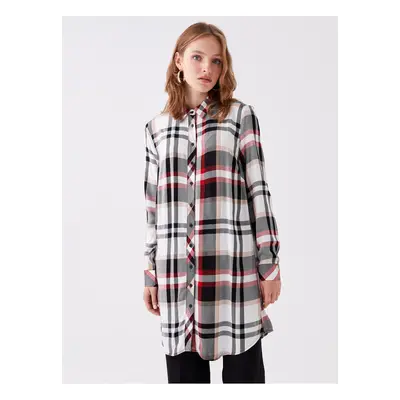 LC Waikiki Shirt Collar Plaid Long Sleeve Women's Tunic