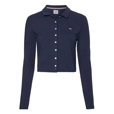 Tommy Jeans Polo shirt - TJW BUTTON THROUGH POLO LS blue