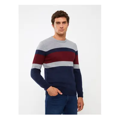 LC Waikiki Crew Neck Long Sleeve Color Block Men's Knitwear Sweater