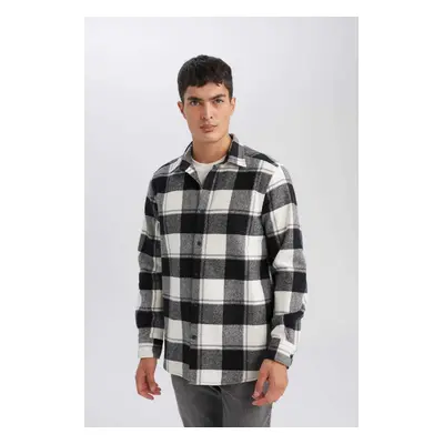 DEFACTO Regular Fit Polo Collar Plaid Lumberjack Flannel Long Sleeve Shirt D7191axns