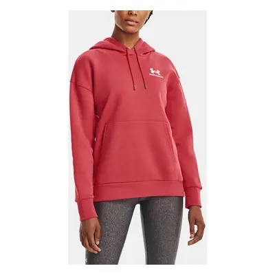 Under Armour Mikina Essential Fleece Hoodie-RED - Dámské