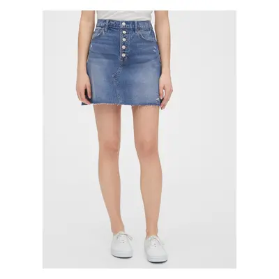 GAP Sukně high rise distressed denim skirt - Dámské