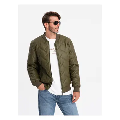 Ombre Men's embossed bomber jacket - olive