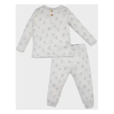 DEFACTO Baby Boy Teddy Bear Patterned Long Sleeve Ribbed Camisole Pajama Set