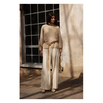 Trendyol X AI Beige Pleated Woven Trousers