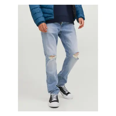 Světle modré pánské straight fit džíny Jack & Jones Tim - Pánské