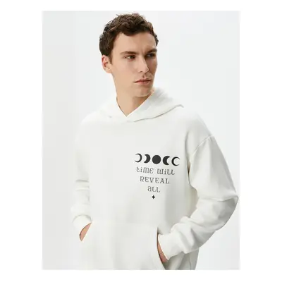 Koton Oversize Hoodie with Printed Slogan on the Back and Kangaroo Pocket