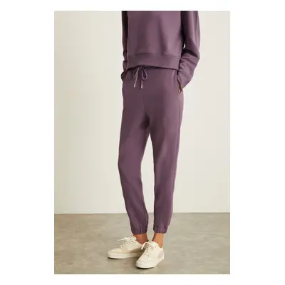 GRIMELANGE NENEH Women's Yarn 100% Organic Cotton Elastic Leg Drawstring Purple Sweatpants