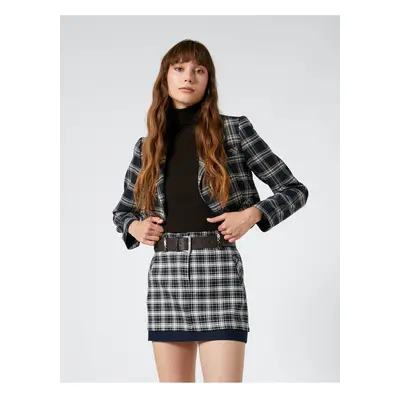 Koton Plaid Mini Skirt with Belt