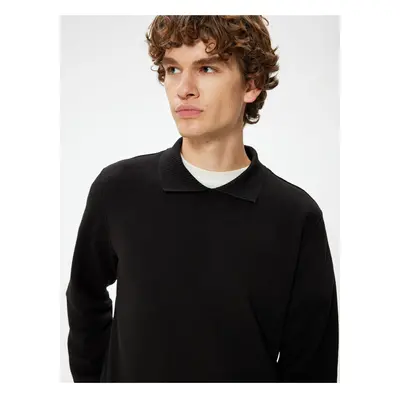 Koton Polo Neck Sweatshirt Basic Long Sleeve Raised Cotton Blend