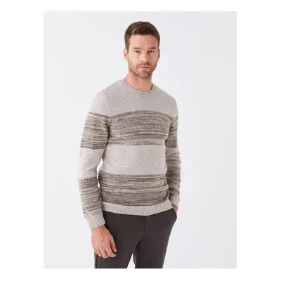 LC Waikiki Crew Neck Long Sleeve Striped Men's Knitwear Sweater