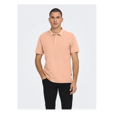 Meruňkové pánské basic polo tričko ONLY & SONS Travis - Pánské