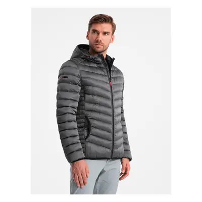 Ombre Lightly insulated quilted men's jacket with satin trim - graphite