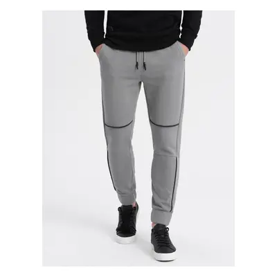 Ombre Men's sweatpants with contrast stitching - gray