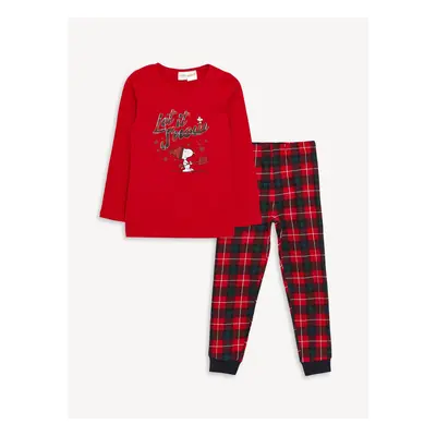 LC Waikiki Crew Neck Snoopy Printed Long Sleeve Girl's Pajama Set