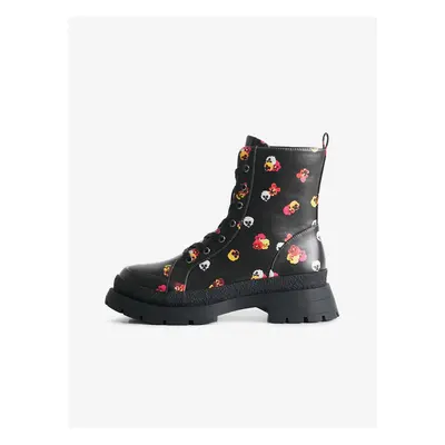 Černé dámské kotníkové květované boty Desigual Boot Flowers - Dámské