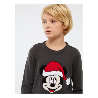 LC Waikiki Crew Neck Mickey Mouse Patterned Long Sleeve Boy Knitwear Sweater