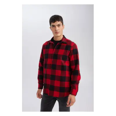 DEFACTO Regular Fit Polo Collar Plaid Lumberjack Flannel Long Sleeve Shirt D7191axns