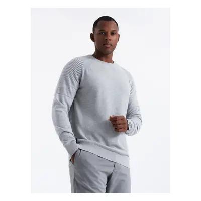 Ombre Men's raglan sweater with ribbed sleeves - grey melange