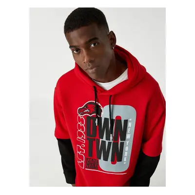 Koton College Printed Hooded Sweatshirt