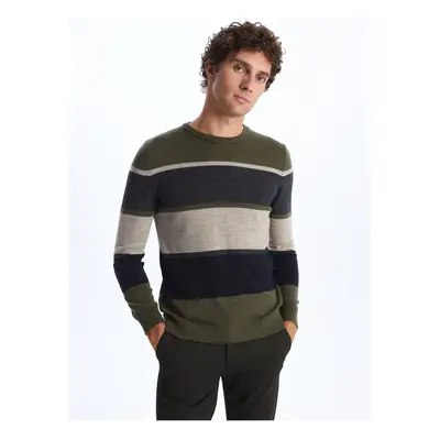 LC Waikiki Crew Neck Long Sleeve Striped Men's Knitwear Sweater