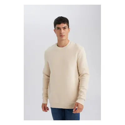 DEFACTO Thread Cotton Raised Polar Fleece Regular Fit Crew Neck Thick Sweatshirt