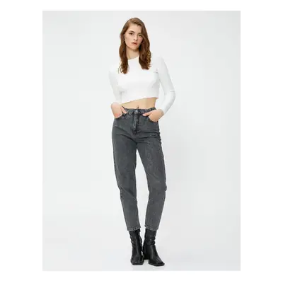 Koton High Waist Jeans Mírně Skinny Leg - Mom Jeans