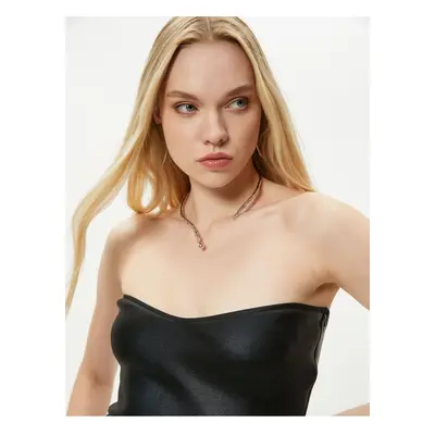 Koton Metallic Crop Strapless Top - Handcrafted Collection