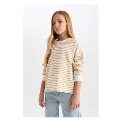 DEFACTO Girl Relax Fit Crew Neck Striped Sweatshirt