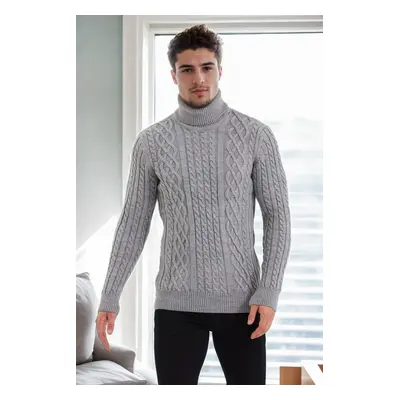 87325 Dewberry Mens Knitted Patterned Sweater-GREY