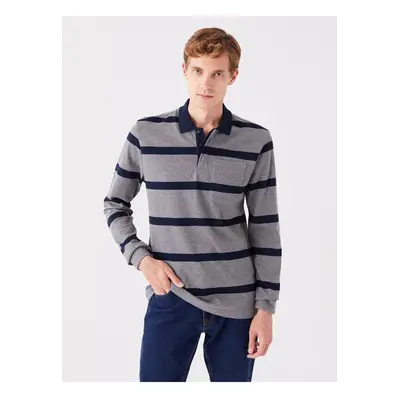 LC Waikiki Polo Neck Long Sleeve Striped Men's Sweatshirt