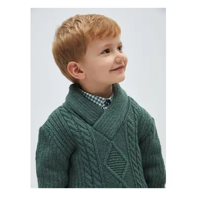 LC Waikiki Lcw Shawl Collar Hair Knitting Self Patterned Baby Boy Knitwear Sweater